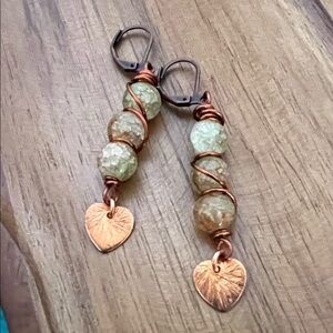 Wire Wrap Snakeskin Agate Earrings